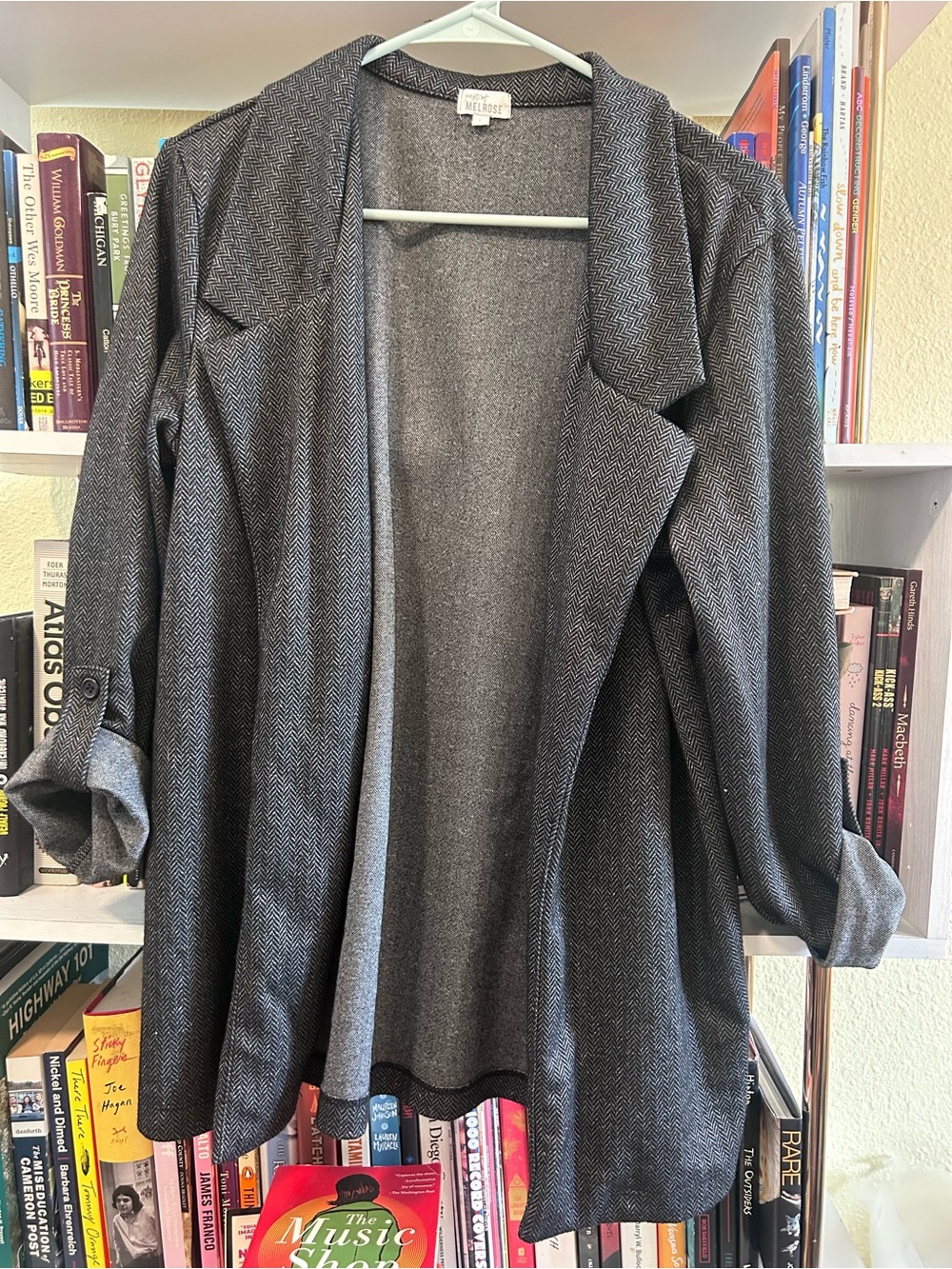 West of Melrose casual jersey blazer chevron 3/4 sleeve